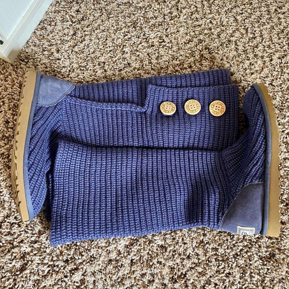 UGG Australia Purple Knit Tall Fold Over Boots 6 - Picture 11 of 15